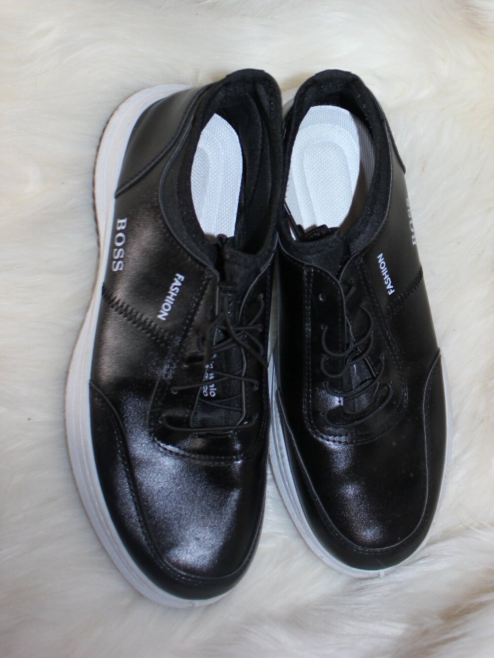Boss fashion sport black  white  lace shoes size 45; 11.5